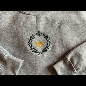 Embroidered Grey Honeybee Crewneck